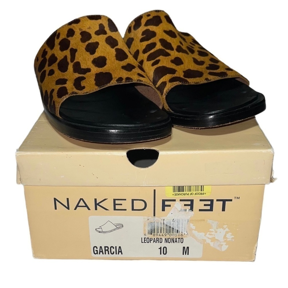Naked Feet (EUC) Garcia Leopard Nonato Leather uppers footbed & bottoms, Size 10 - Picture 8 of 13